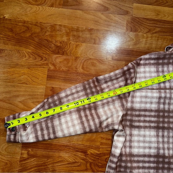 Workshop Republic Beige Flannel Faux Leather Suede Shacket Snap Buttons - Picture 12 of 13